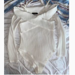 zaful white knit bodysuit